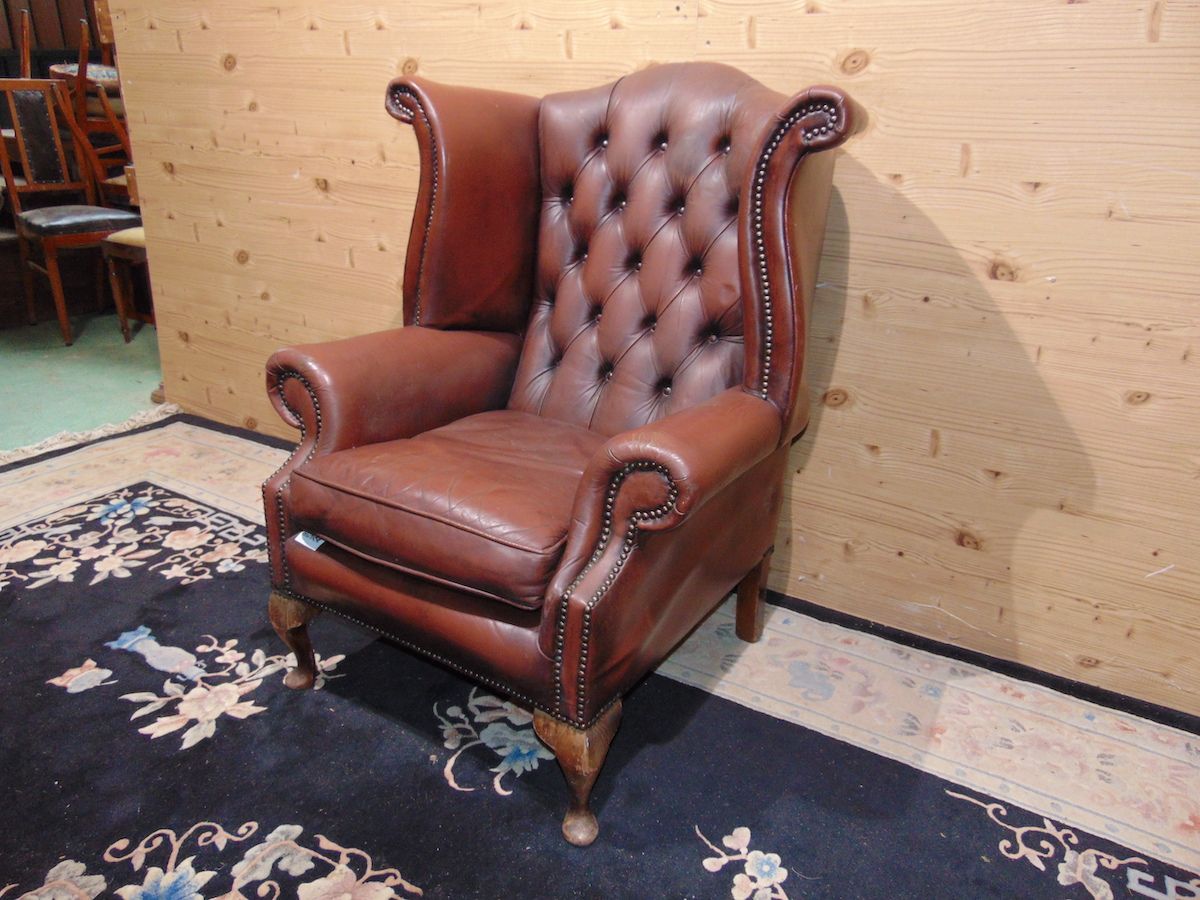 Brown Queen Anne armchair 2176....jpg
