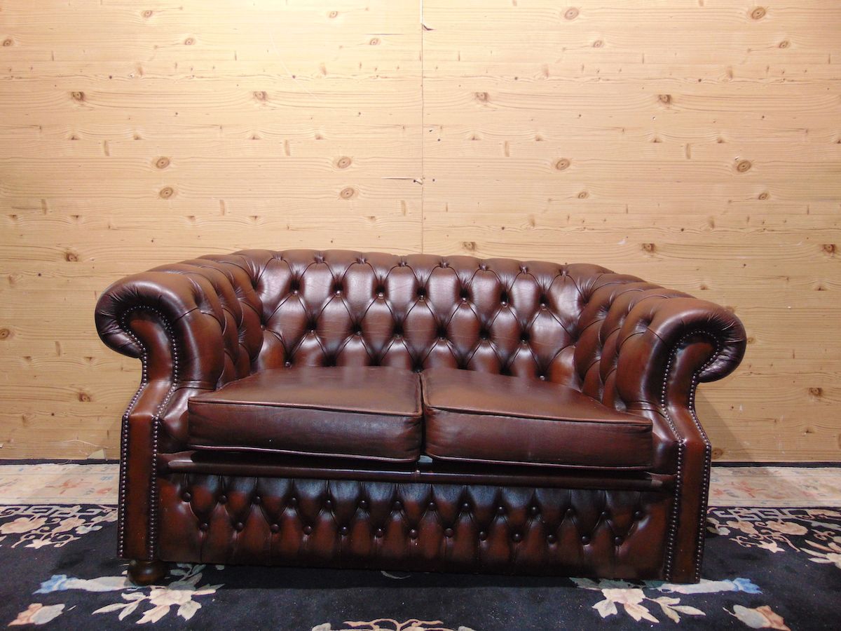 Pair of 2 seater Chesterfield sofas in brown 2238-39.jpg